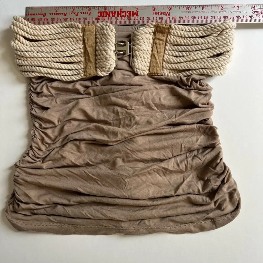 Sass & Bide Short Bodycon Mini Dress or Top Taupe Size 2 NWOT y2k bandage - Picture 6 of 6